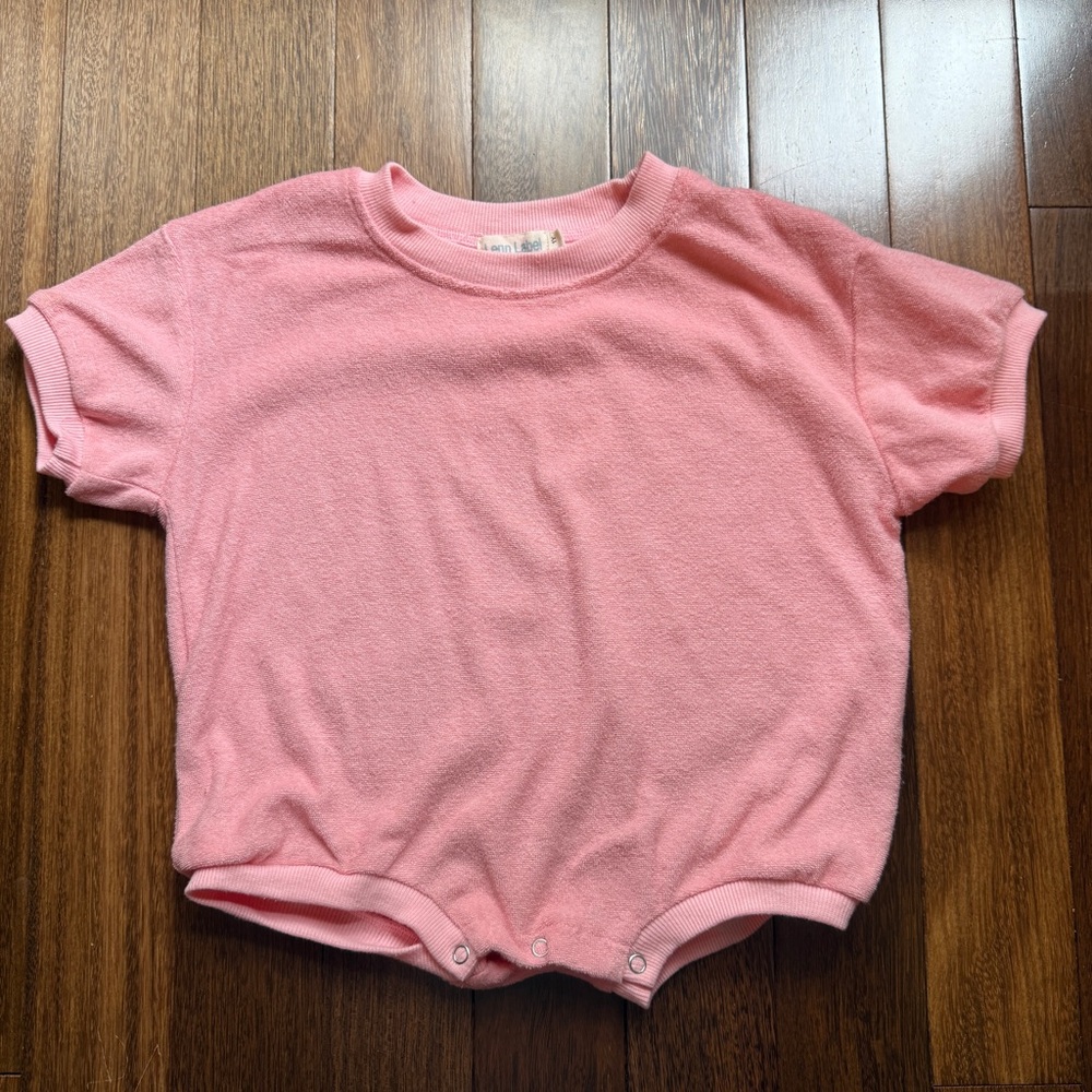 Lenn Label Kids Pink Terry Short-Sleeve Romper Top Size 1YR